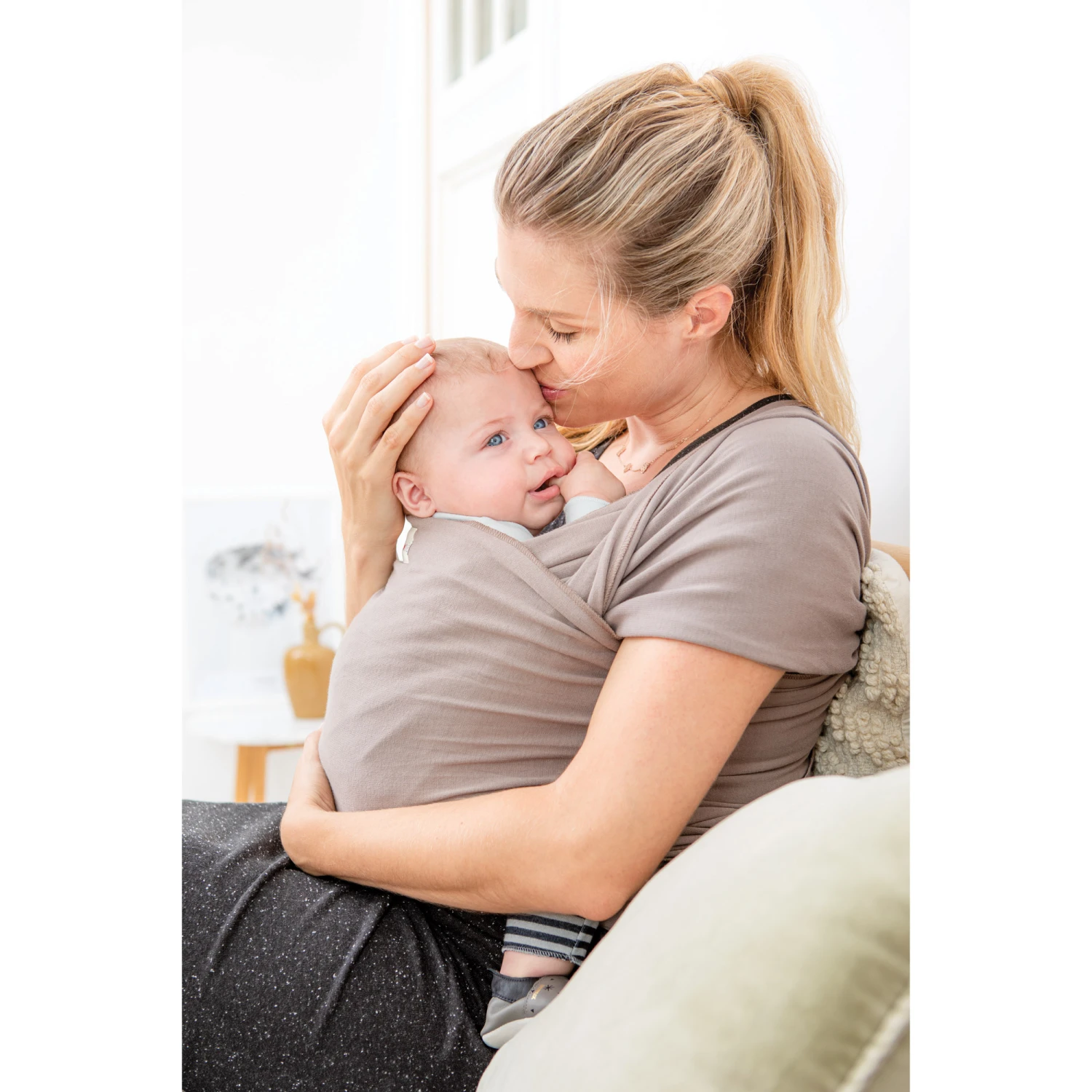 Écharpe De Portage Tricot-Slen Organic Extensible Bio Black 540 Cm De Babylonia – Image 4