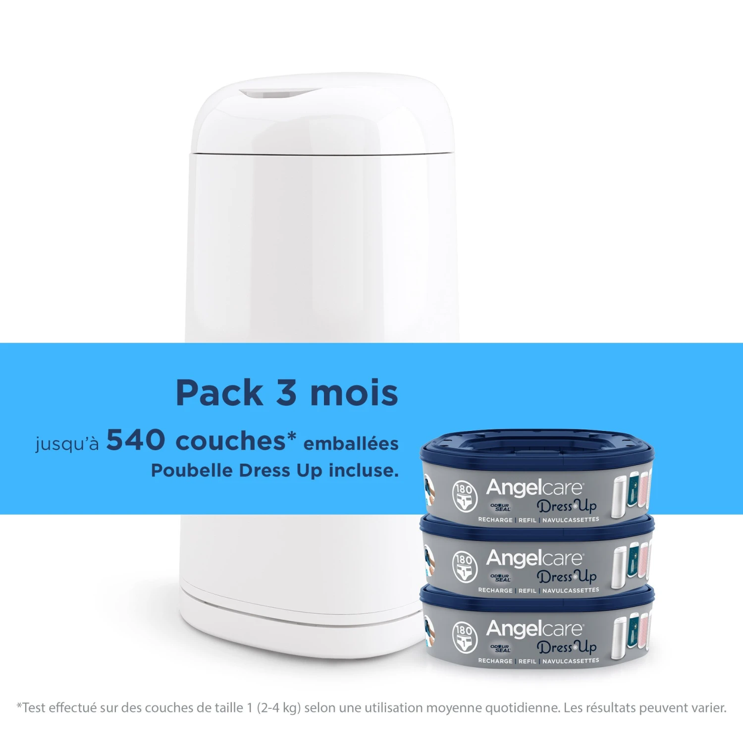 Starter Pack Poubelle à Couches Dress Up + 3 Recharges Blanc De Angelcare – Image 3