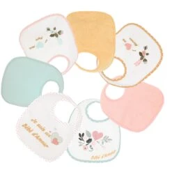 Lot De 7 Bavoirs Naissance Baby Love Fille De Trois Kilos Sept
