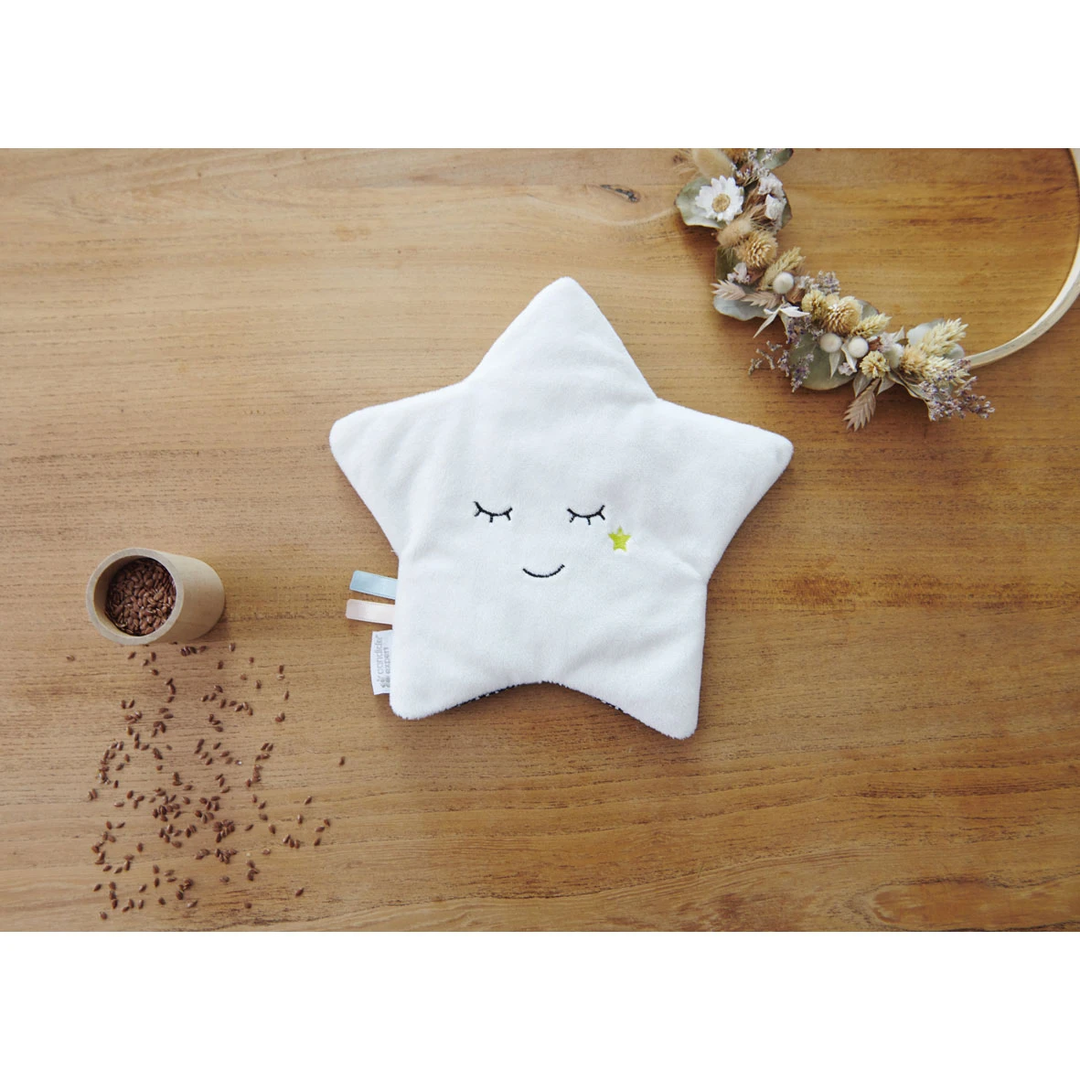 Mon étoile Relax Bouillotte Graines De Lin Blanc/Gris De Candide – Image 3