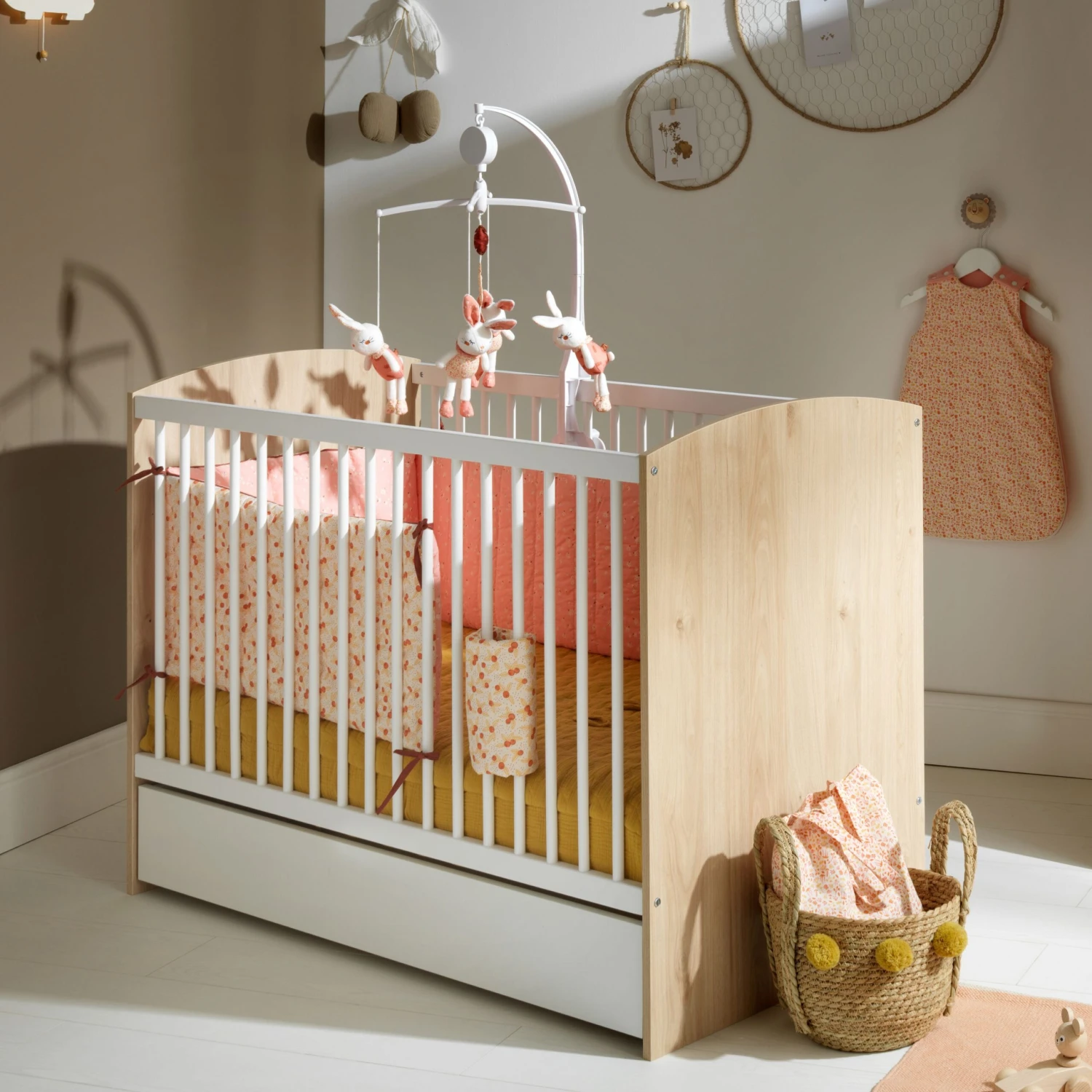 Alice Lit Bébé Blanc Et Bois 60 X 120 Cm De Sauthon Baby's Sweet Home – Image 2