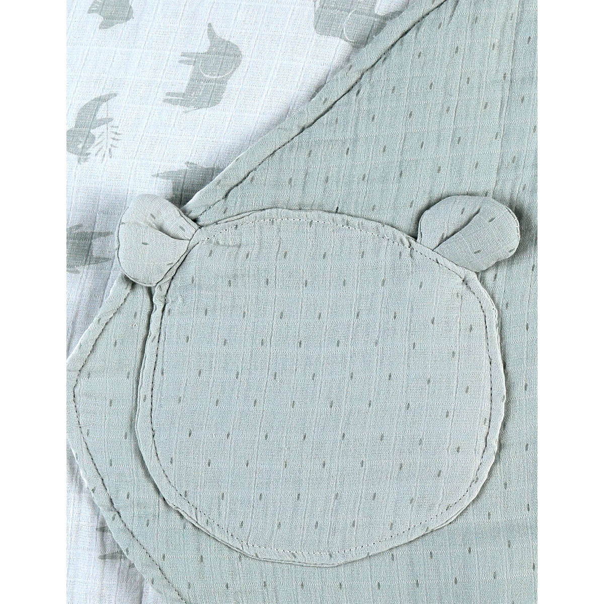 Mix & Match Couverture Promenade Mousseline Bio Safari Sauge De Noukies – Image 7