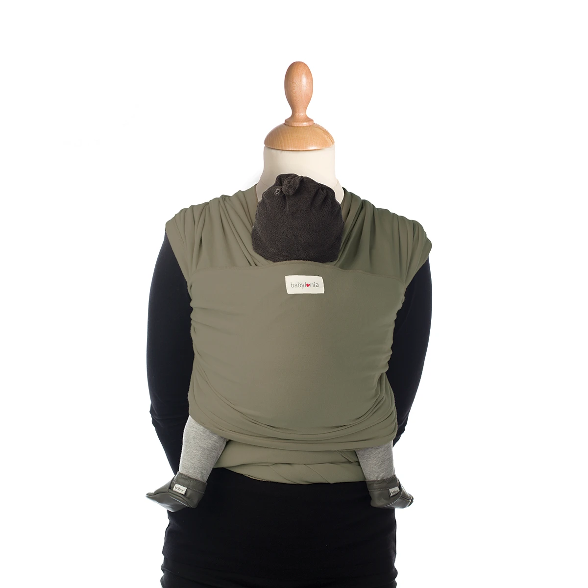 Écharpe De Portage Extensible Tricot-Slen Bambou Bio Khaki De Babylonia